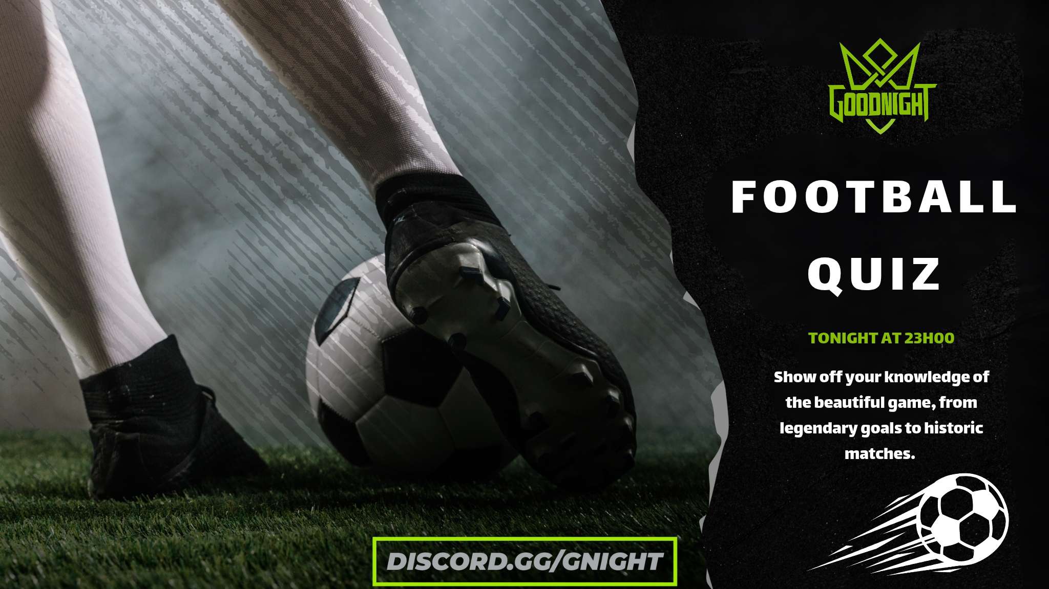 Football Quiz gaming event banner - Good Night Morocco Discord community tournament