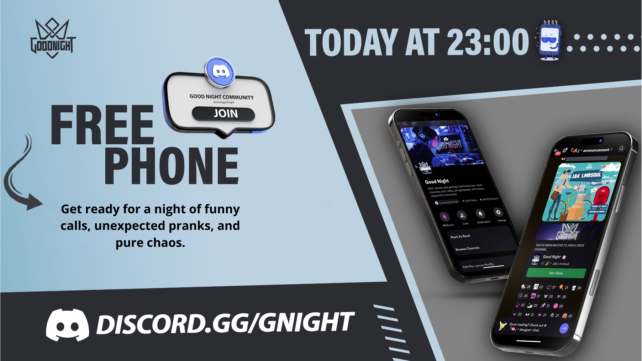 Free Phone gaming event banner - Good Night Morocco Discord community tournament