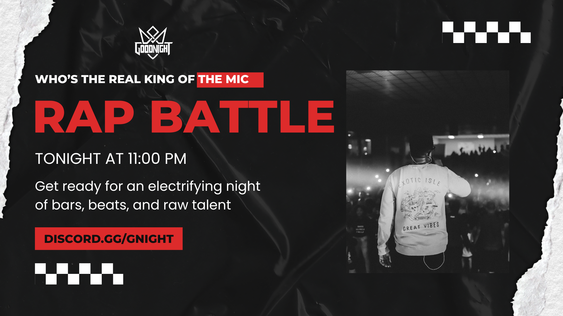 Rap Battle gaming event banner - Good Night Morocco Discord community tournament